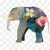 手绘彩绘大象