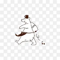 卡通插画卖咖啡的北极熊