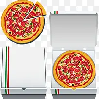 矢量卡通披萨盒子
