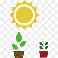矢量扁平太阳照射植物