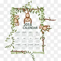 树叶猴子2018日历