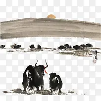 传统牛水墨画