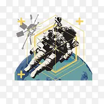 太空宇航员印花