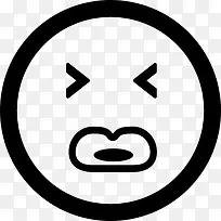 表情的方脸，闭着眼睛，大嘴唇图标