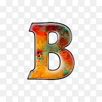 油彩肌理字母b