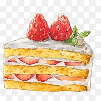手絵草莓切片蛋糕