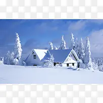 白色房子雪景背景