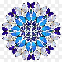 蓝色蝴蝶扩散形花纹图案
