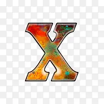 油彩肌理字母x