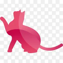 卡通创意粉色猫咪装饰画