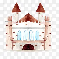 手绘水彩绘画建筑物欧式城堡