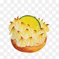 柠檬奶油蛋糕手绘画素材图片