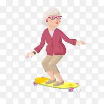玩滑板的老年人