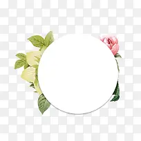 手绘植物花朵圆形边框