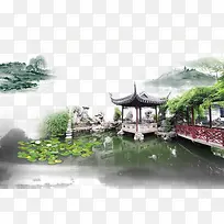 中国风庭院素材背景