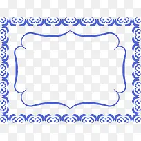 蓝色花纹方形边框PNG矢量元素