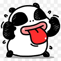 黑色熊猫吐舌头红舌头