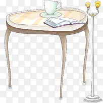 卡通手绘水彩家具装饰设计桌子