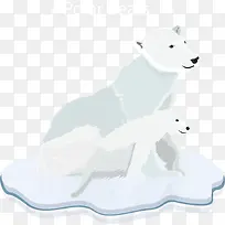矢量冰块上的卡通北极熊