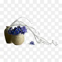 蓝色花朵罐子