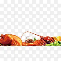 龙虾鸡肉美食边框纹理