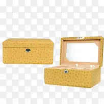 黄色鸵鸟PU皮珠宝盒
