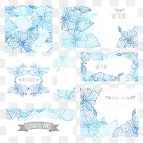 矢量唯美蓝色花朵底纹卡片