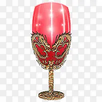 红色龙纹酒杯