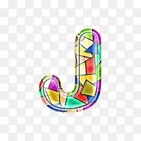 彩色玻璃字母j