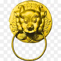 金色狮子造型门栓