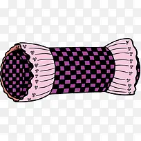 卡通紫色格子圆形枕头矢量