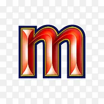 红色立体字母m