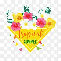 热带的夏天海报与奇异的花