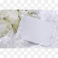 白色玫瑰花与卡片