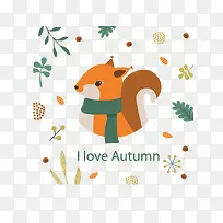 我爱秋天可爱松鼠