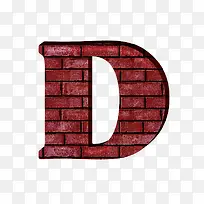 红砖墙字母d