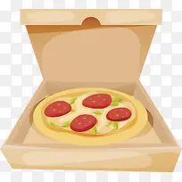 一盒矢量手绘披萨
