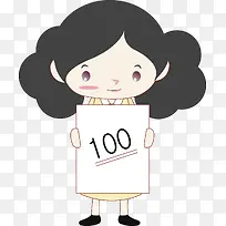 卡通萌娃女孩100分