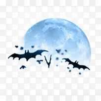 蓝色月亮下的蝙蝠