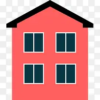 手绘红色房屋屋檐