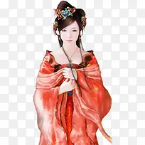 红衣裹胸黑发女子