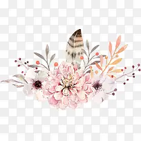 手绘花草花卉羽毛