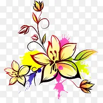 矢量手绘彩色花纹