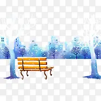 雪地上的木质座椅