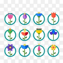 扁平化花朵设计矢量图