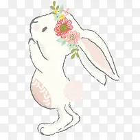 带花环的小兔子动物设计