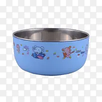 蓝色不锈钢吃饭碗儿童碗
