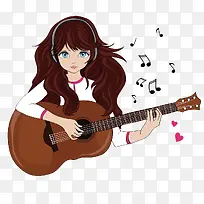弹吉他的美女