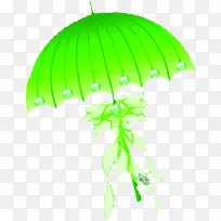 设计卡通绿色手绘雨伞