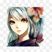 银绿色头发女生